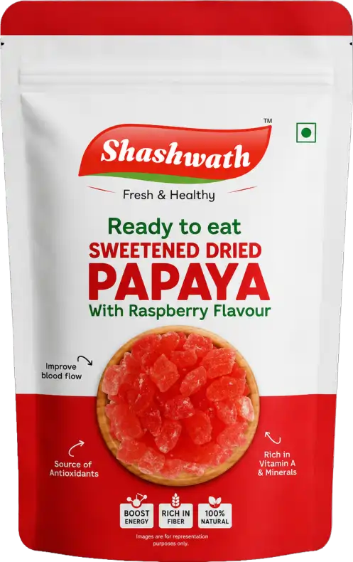 Ready to Eat Sweetened Dried Papaya with Raspberry Flavour